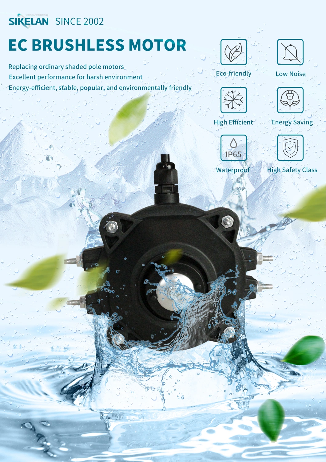 75% High Efficiency 300-2300rpm Flow AC Ec Brushless Cooler Motor