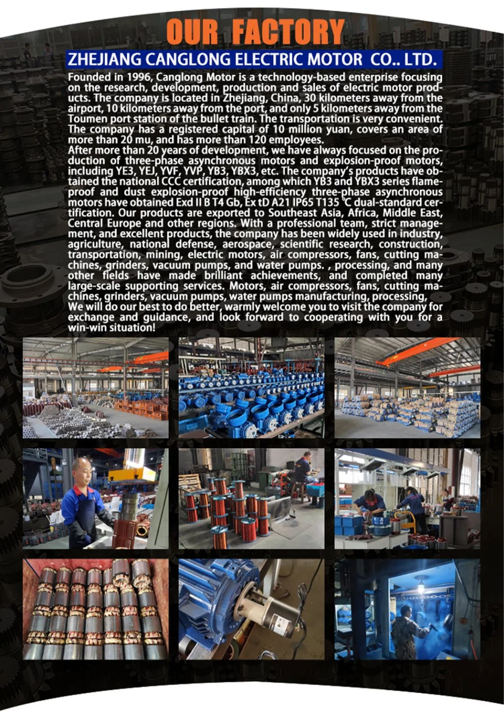 Heavy Duty Electric Motors for Crusher Ye3/Ie3/Ie4 -160, 7.5 Kw -11 Kw Copper Three-Phase Asynchronous Motors for Petrochemical Equipment